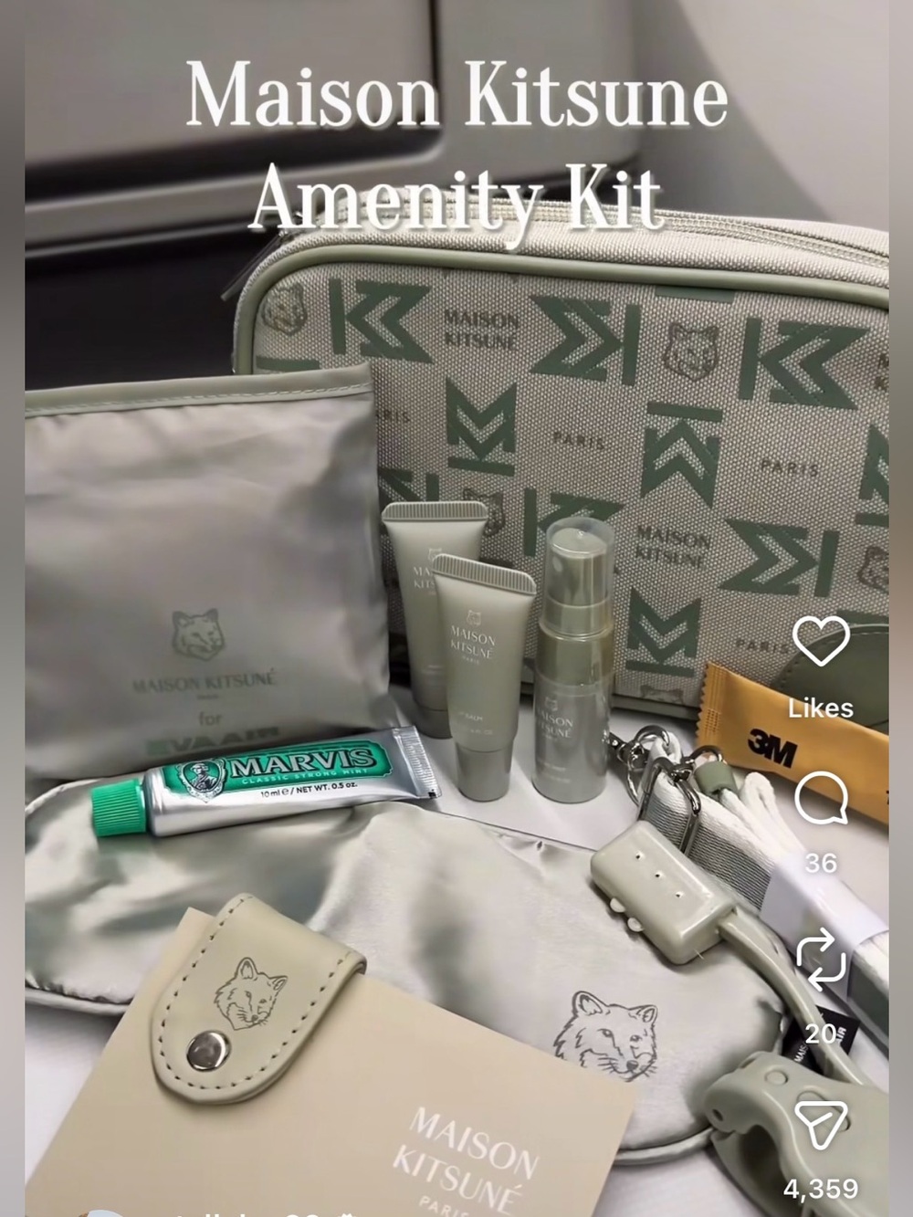 Maison Kitsuné x EVA Air Royal Laurel Class Amenity Kit NWT Sealed
